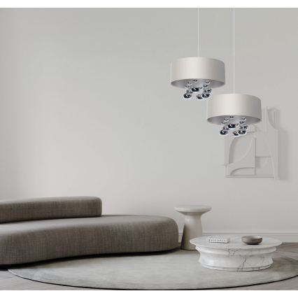 Luster na sajli BUBBLE 1xE27/60W/230V Ø 50 cm bela