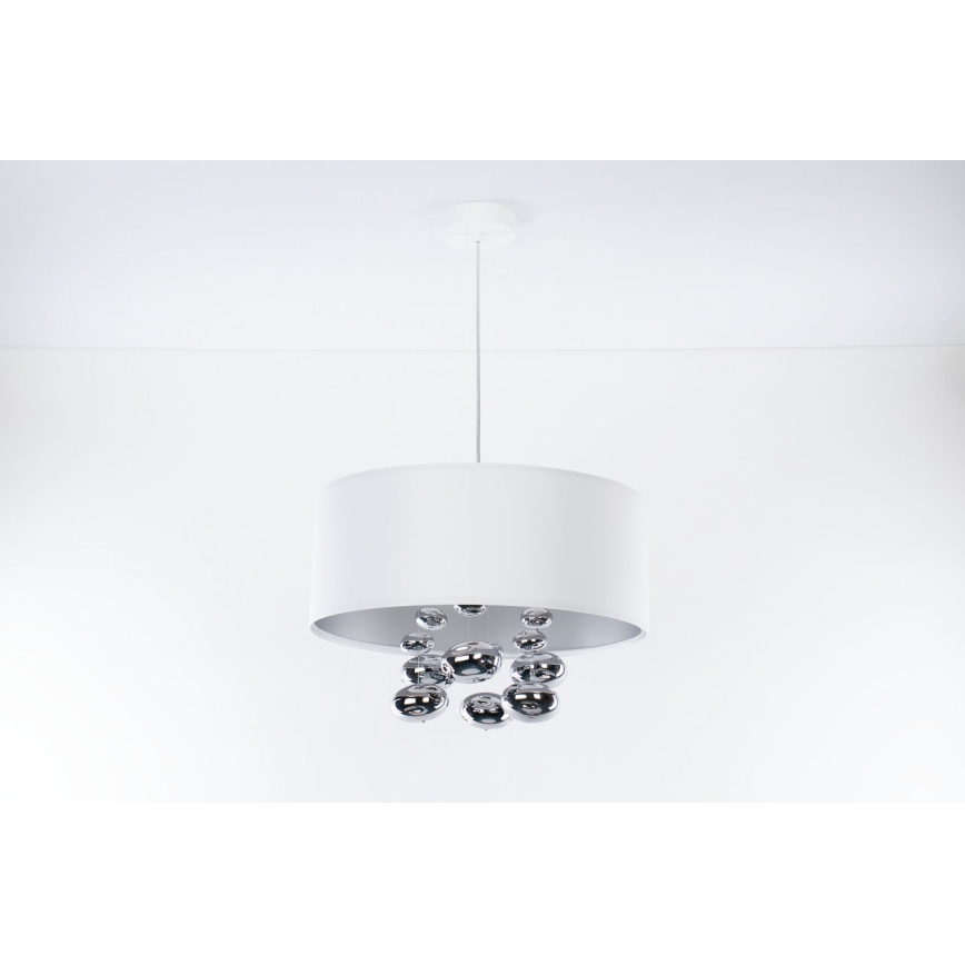 Luster na sajli BUBBLE 1xE27/60W/230V Ø 50 cm bela