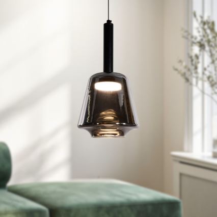 Luster na sajli BUENO 1xGX53/9W/230V prečnik 18 cm zadimljeno crna