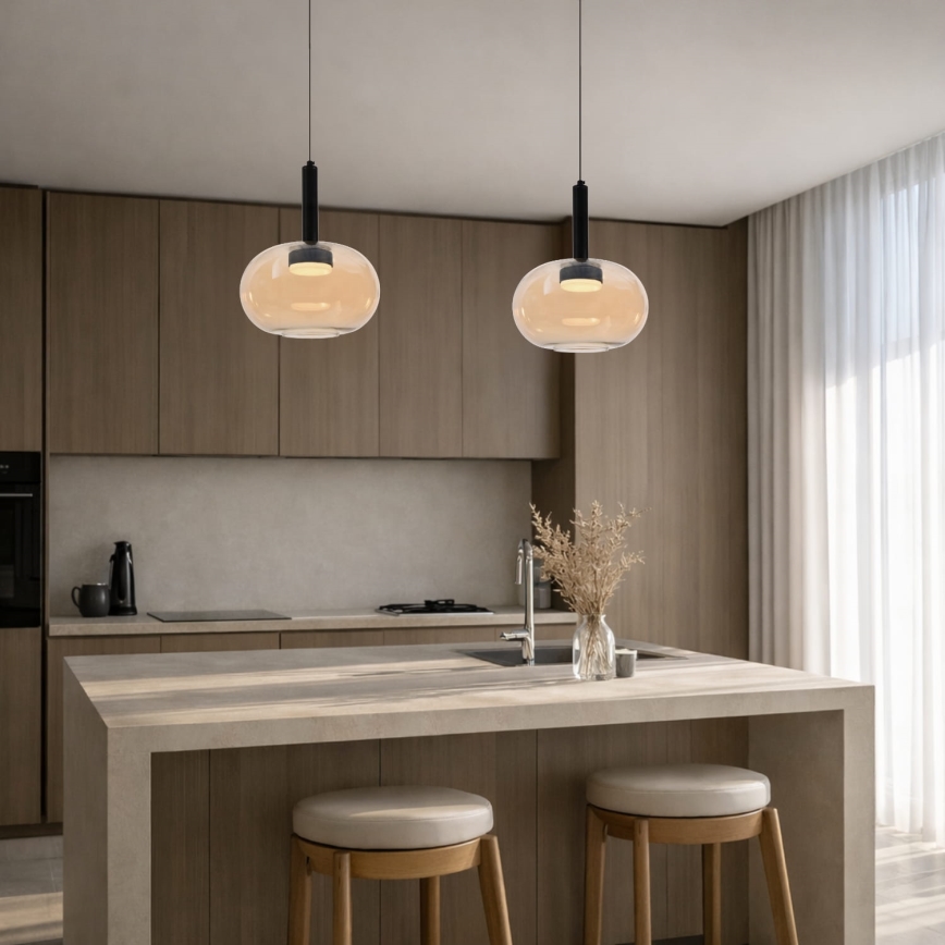 Luster na sajli BUENO 1xGX53/9W/230V, prečnik 25 cm, dimljeno bež