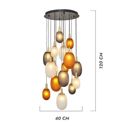 Luster na sajli CACTUS 16xG9/5W/230V bakrena/siva/bela