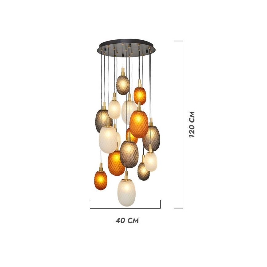 Luster na sajli CACTUS 16xG9/5W/230V bakrena/siva/bela