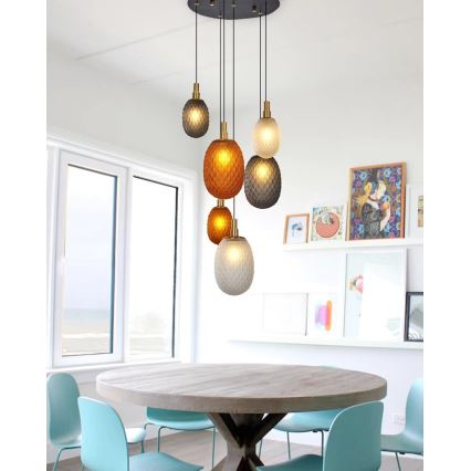 Luster na sajli CACTUS 6xG9/5W/230V bakarna/siva/bela