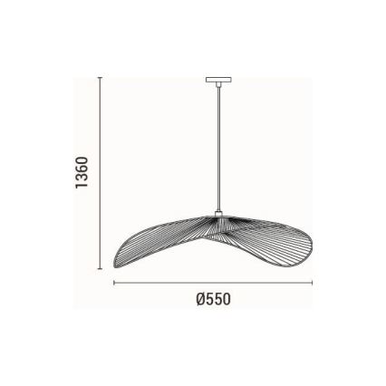 Luster na sajli CALYPSO 1xE27/15W/230V prečnik 55 cm bambus