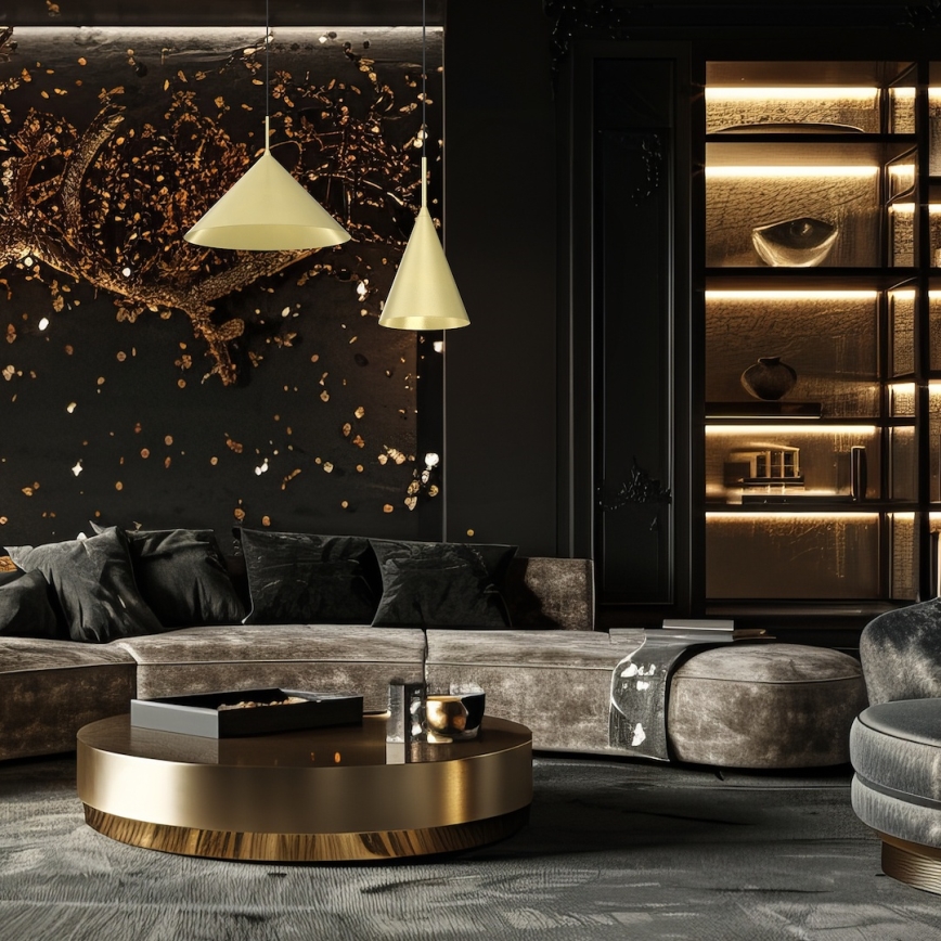 Luster na sajli CAPITAL 1xGX53/15W/230V prečnik 46 cm zlatna