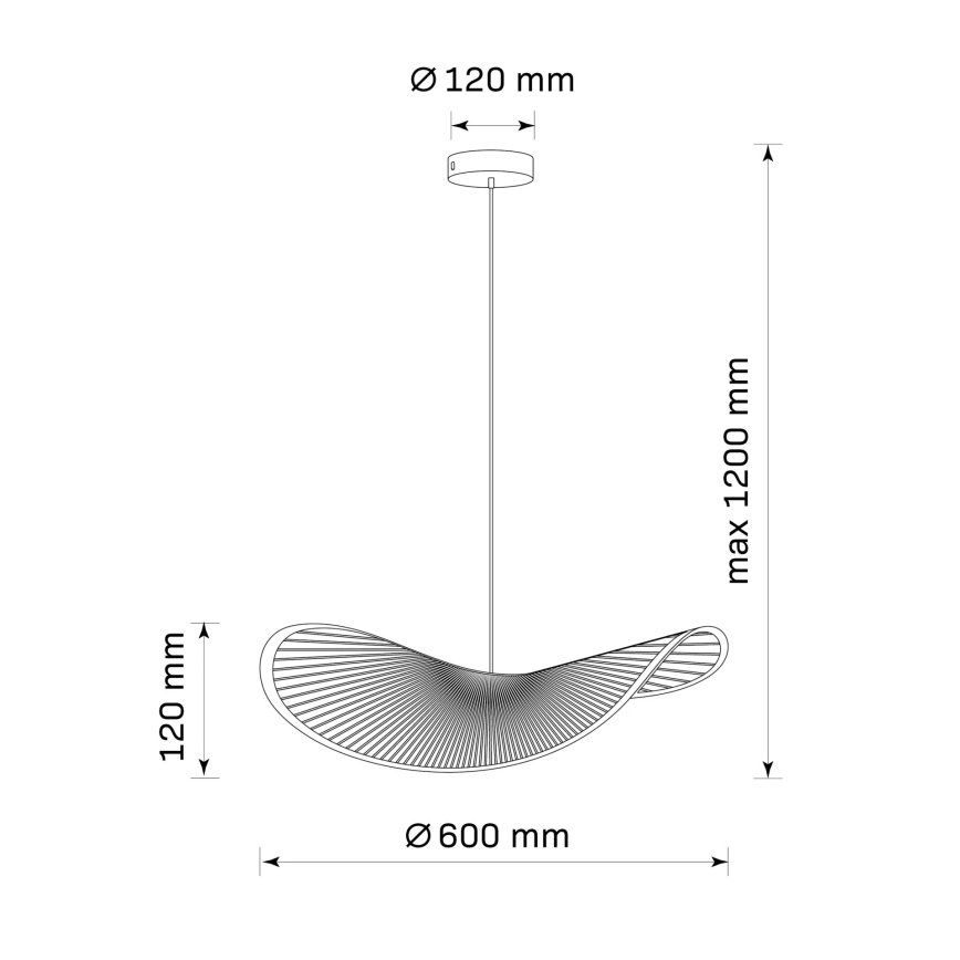 Luster na sajli CAPRI 1xE27/20W/230V Ø 60 cm bambus