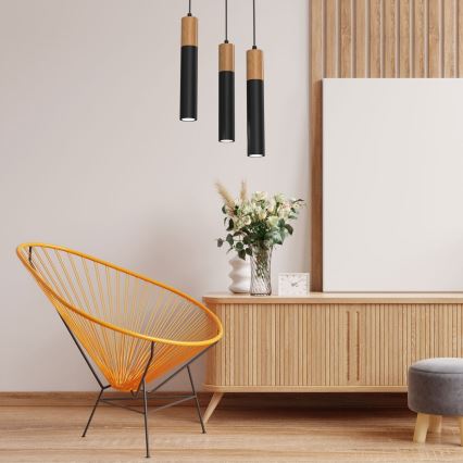 Luster na sajli CASSA 3xGU10/60W/230V buk/crna