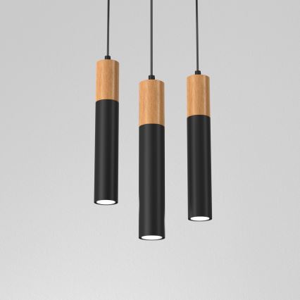 Luster na sajli CASSA 3xGU10/60W/230V buk/crna