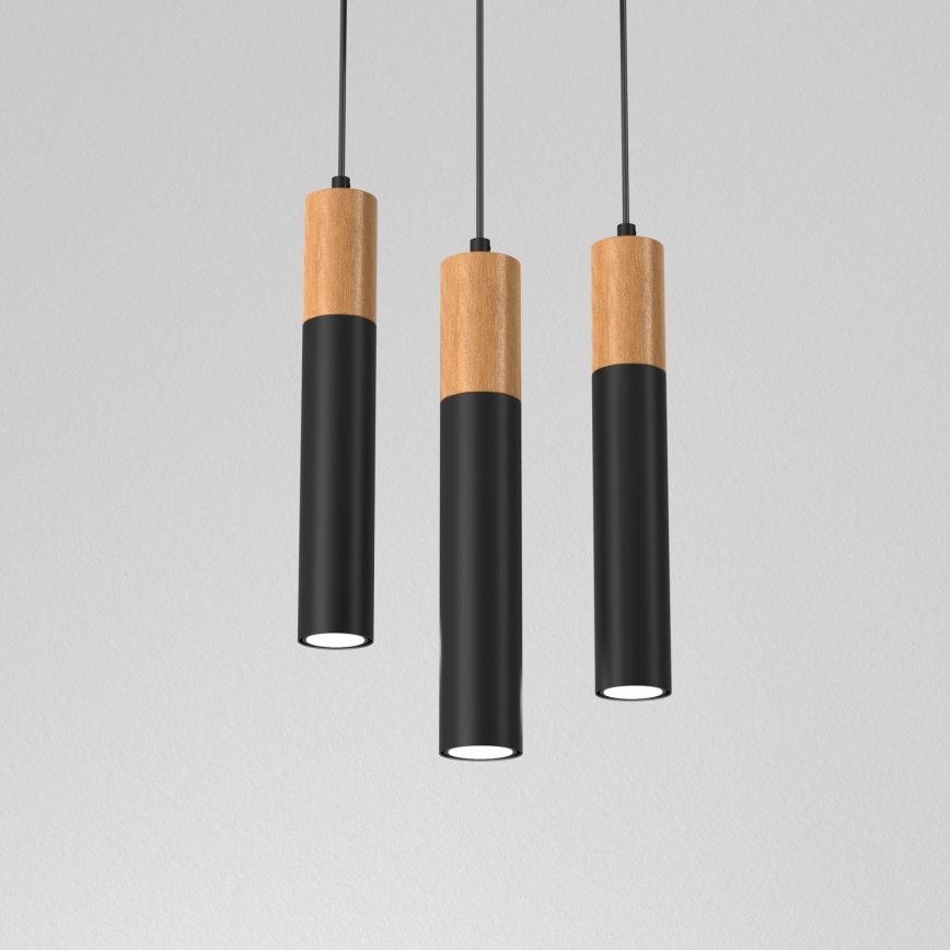 Luster na sajli CASSA 3xGU10/60W/230V buk/crna