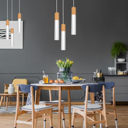 Luster na sajli CASSA 3xGU10/8W/230V buk/bela