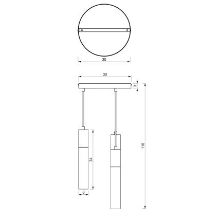 Luster na sajli CASSA 3xGU10/8W/230V bela/zlatna
