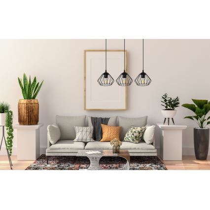 Luster na sajli CEED 3xE27/60W/230V crni