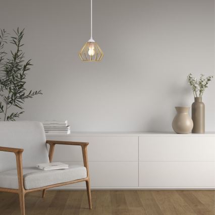 Luster na sajli CEED GOLD 1xE27/60W/230V, prečnik 17,5 cm, bela/zlatna