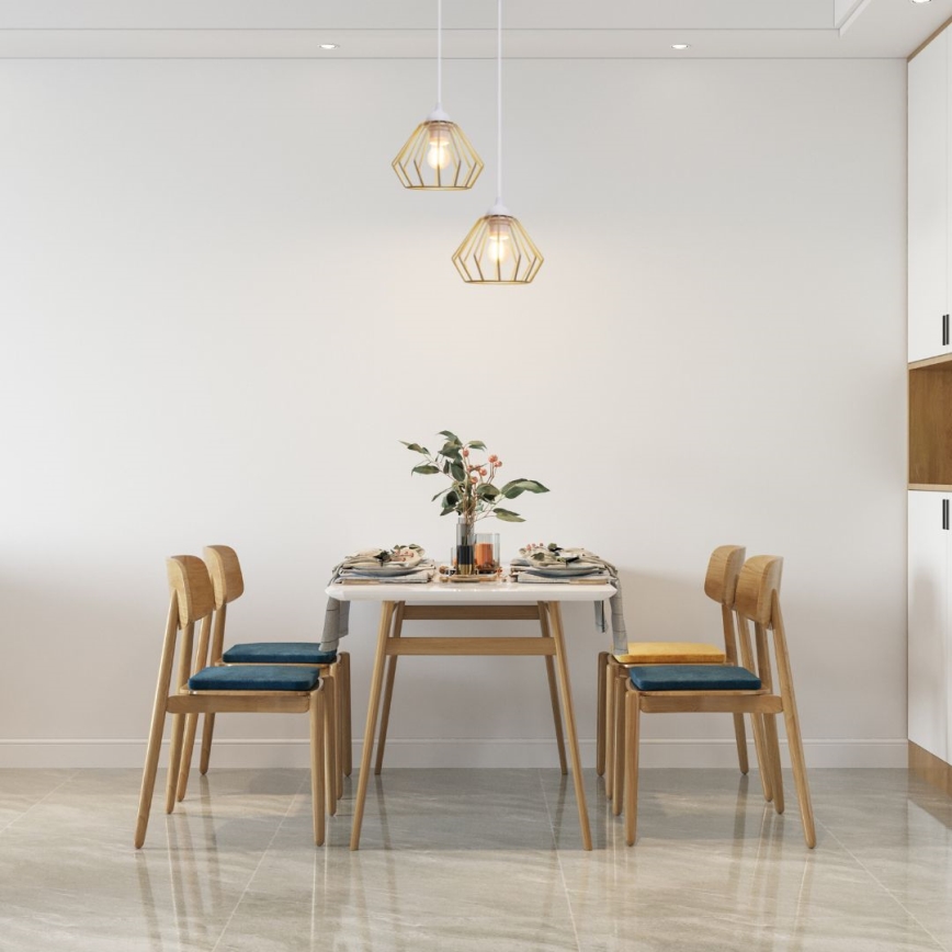 Luster na sajli CEED GOLD 2xE27/60W/230V, prečnik 28 cm, bela/zlatna