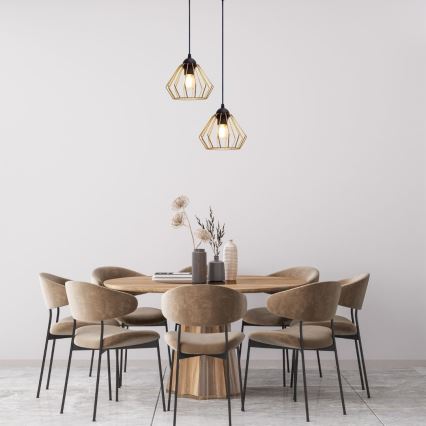 Luster na sajli CEED GOLD, 2xE27/60W, 230V, prečnik 28 cm, crna/zlatna