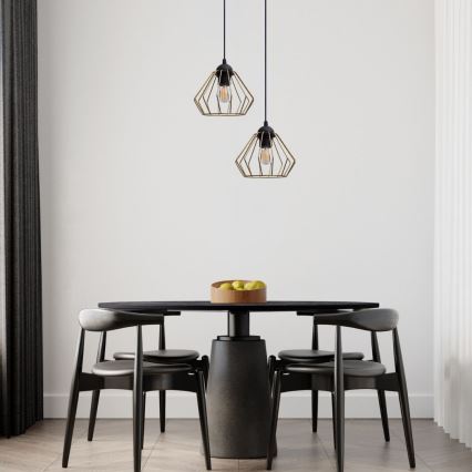 Luster na sajli CEED GOLD, 2xE27/60W, 230V, prečnik 28 cm, crna/zlatna