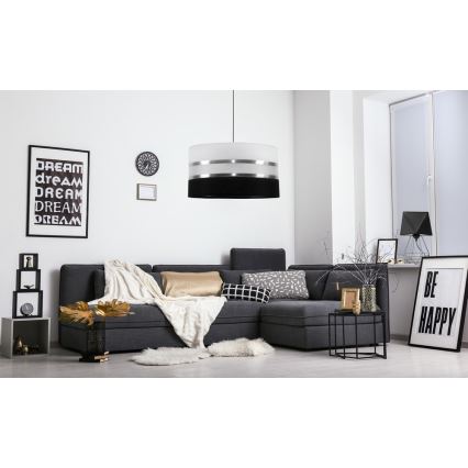 Luster na sajli CORAL 1xE27/60W/230V crno-bela