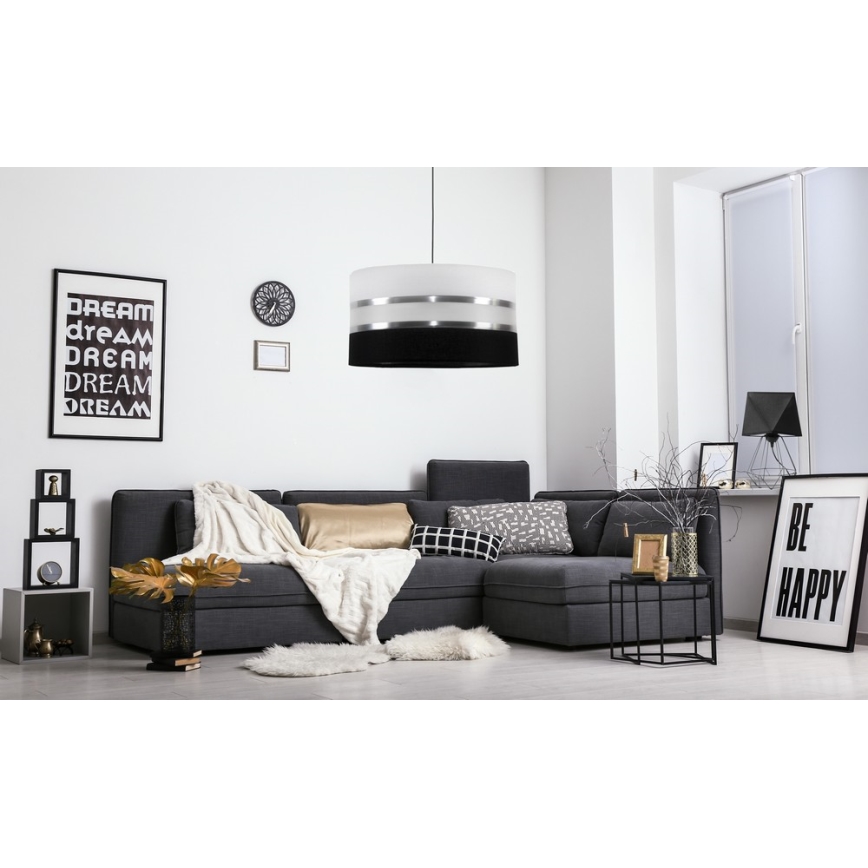 Luster na sajli CORAL 1xE27/60W/230V crno-bela