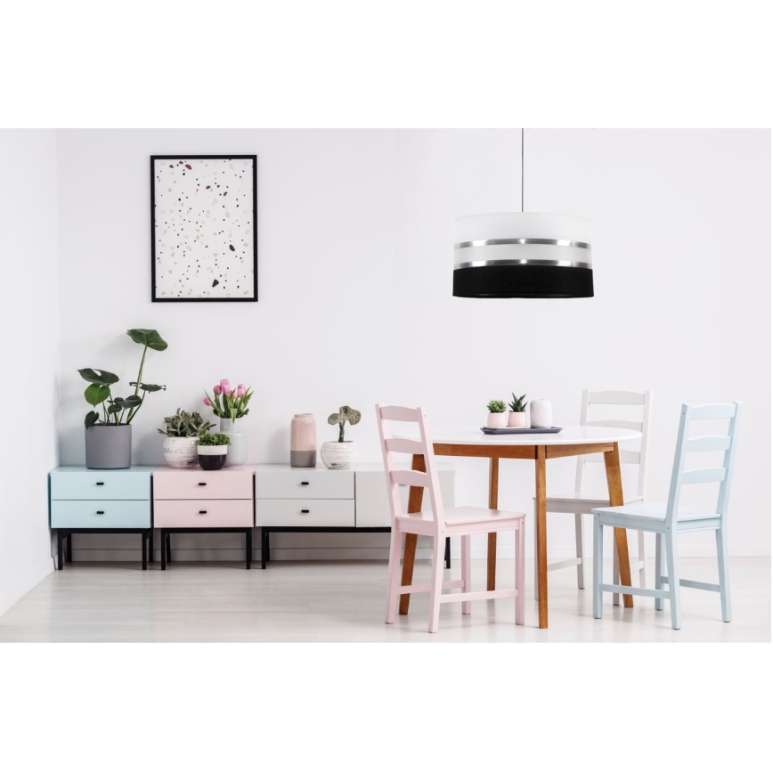 Luster na sajli CORAL 1xE27/60W/230V crno-bela