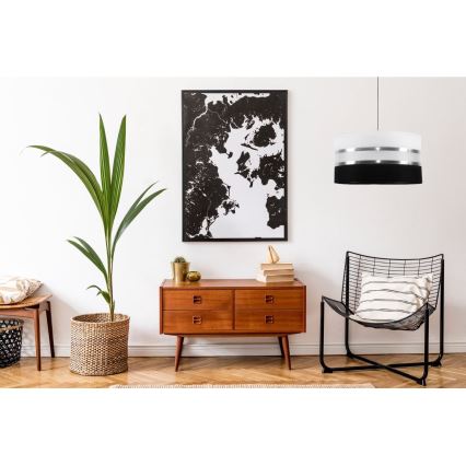 Luster na sajli CORAL 1xE27/60W/230V crno-bela