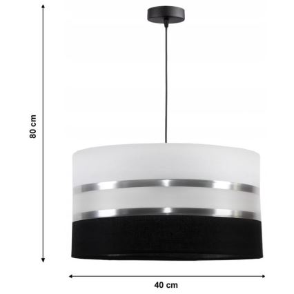 Luster na sajli CORAL 1xE27/60W/230V crno-bela