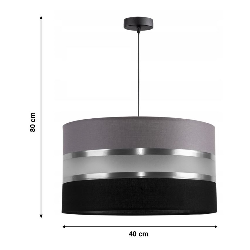 Luster na sajli CORAL 1xE27/60W/230V crno-siva