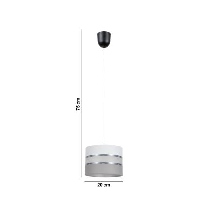 Luster na sajli CORAL 1xE27/60W/230V, prečnik 20 cm, bela/siva