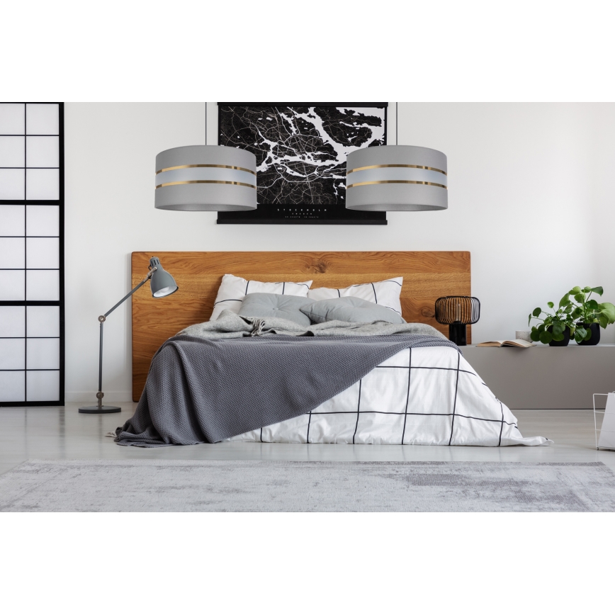 Luster na sajli CORAL 1xE27/60W/230V, prečnik 40 cm, siv
