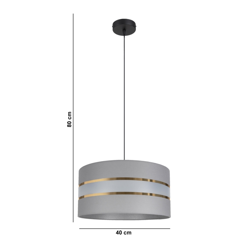 Luster na sajli CORAL 1xE27/60W/230V, prečnik 40 cm, siv