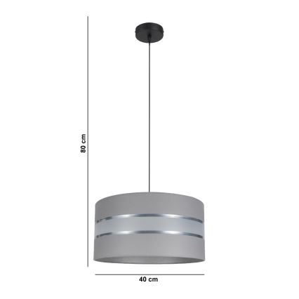 Luster na sajli CORAL 1xE27/60W/230V prečnik 40 cm siva