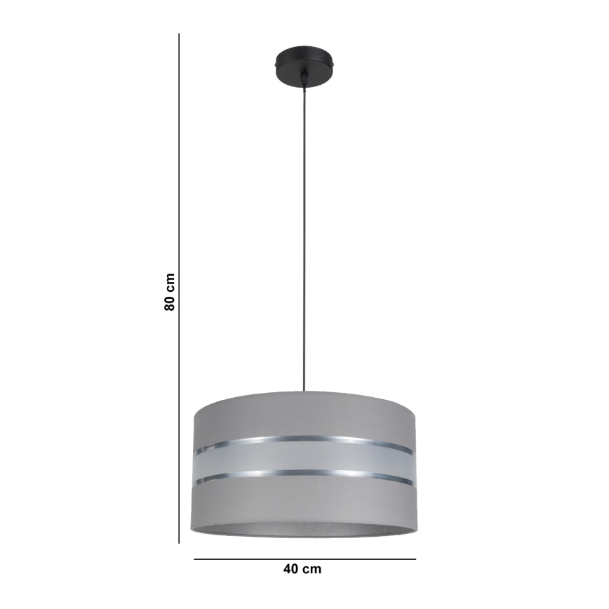 Luster na sajli CORAL 1xE27/60W/230V prečnik 40 cm siva