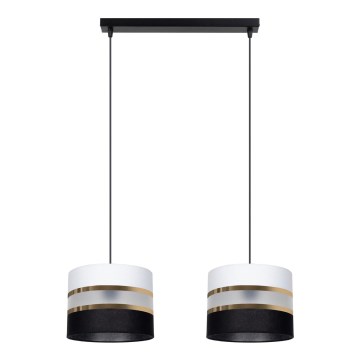 Luster na sajli CORAL 2xE27/60W/230V crno-beli