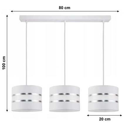 Luster na sajli CORAL 3xE27/60W/230V bela