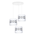 Luster na sajli CORAL 3xE27/60W/230V bela/mat hrom prečnika 45 cm