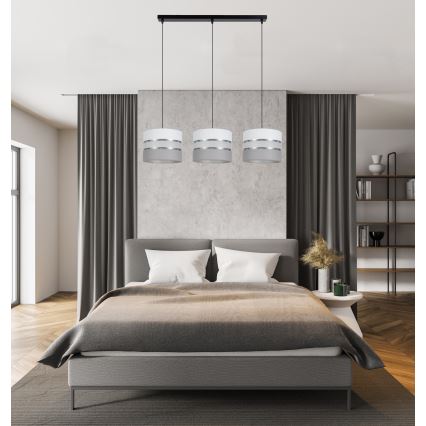 Luster na sajli CORAL 3xE27/60W/230V bela/siva