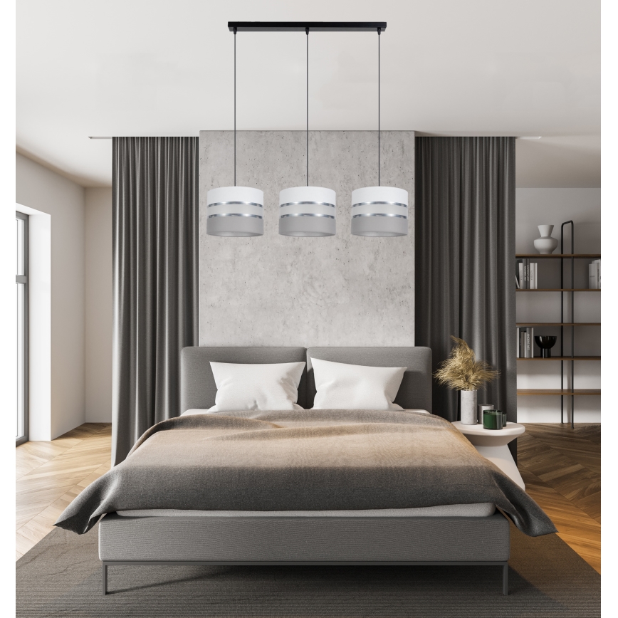 Luster na sajli CORAL 3xE27/60W/230V bela/siva