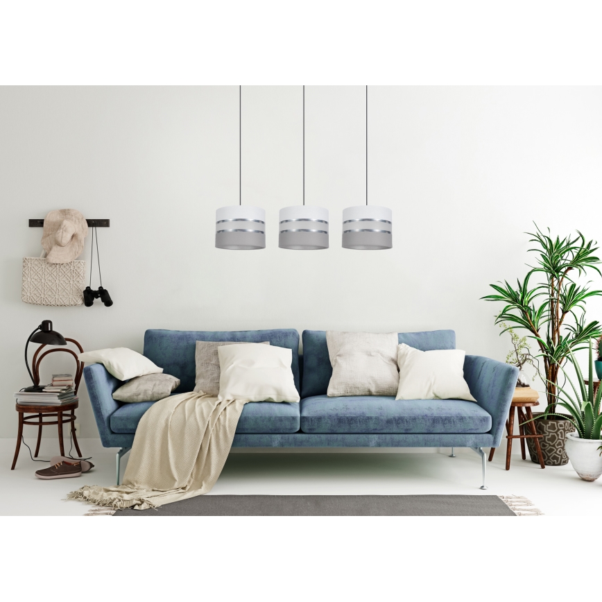Luster na sajli CORAL 3xE27/60W/230V bela/siva