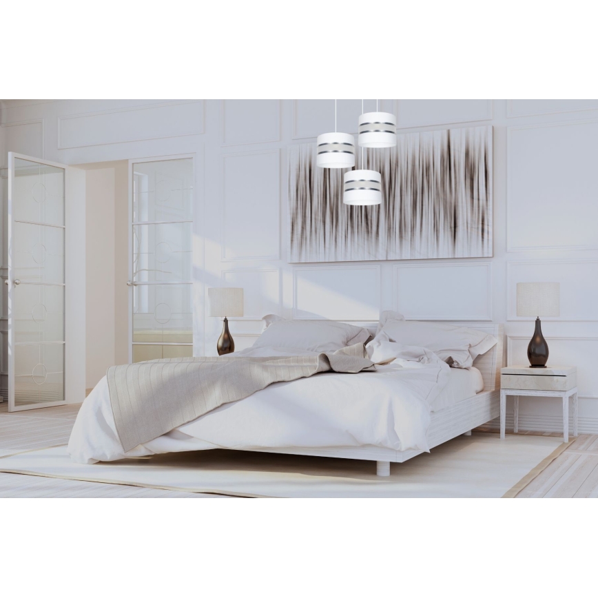 Luster na sajli CORAL 3xE27/60W/230V bela/mat hrom prečnika 45 cm