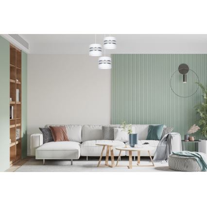 Luster na sajli CORAL 3xE27/60W/230V bela/mat hrom prečnika 45 cm