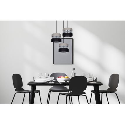 Luster na sajli CORAL 3xE27/60W/230V crna/siva/mat hrom prečnik 45 cm