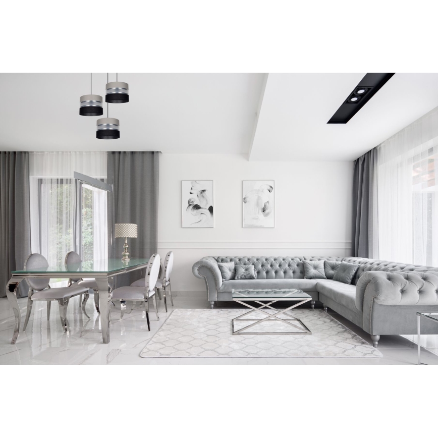 Luster na sajli CORAL 3xE27/60W/230V crna/siva/mat hrom prečnik 45 cm