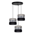Luster na sajli CORAL 3xE27/60W/230V crna/siva/mat hrom prečnik 45 cm