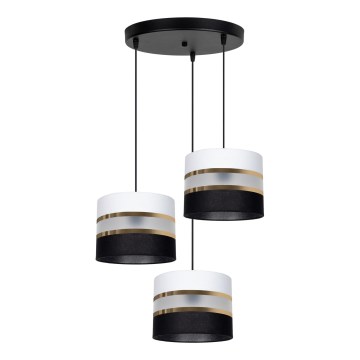 Luster na sajli CORAL 3xE27/60W/230V crno-beli