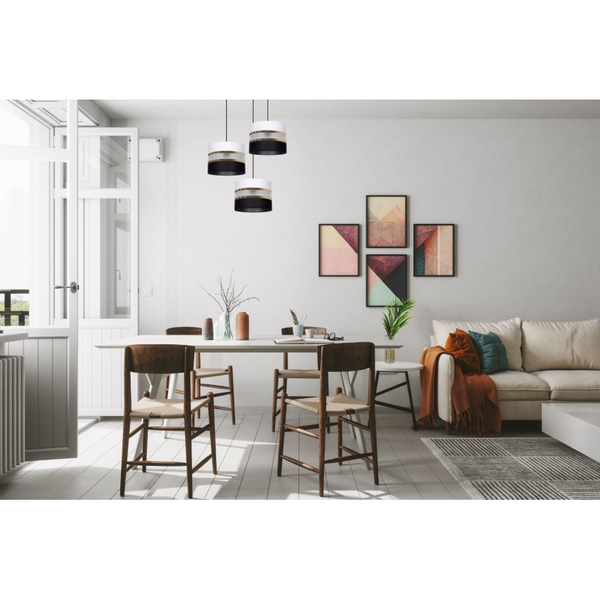 Luster na sajli CORAL 3xE27/60W/230V crno-beli