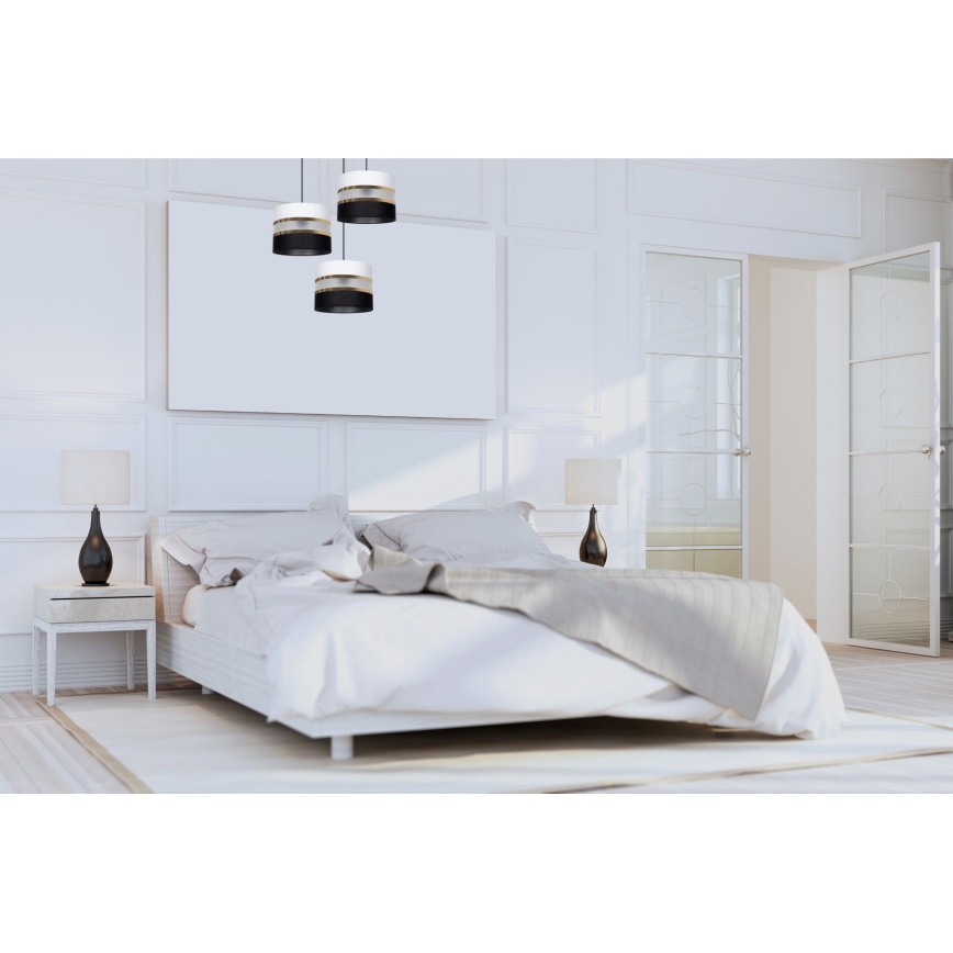 Luster na sajli CORAL 3xE27/60W/230V crno-beli