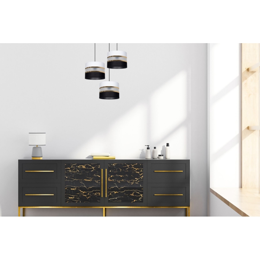 Luster na sajli CORAL 3xE27/60W/230V crno-beli
