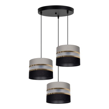 Luster na sajli CORAL 3xE27/60W/230V crno-siva
