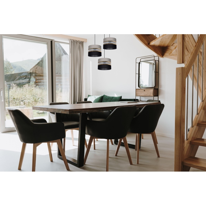 Luster na sajli CORAL 3xE27/60W/230V crno-siva