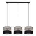 Luster na sajli CORAL 3xE27/60W/230V crno-sivi