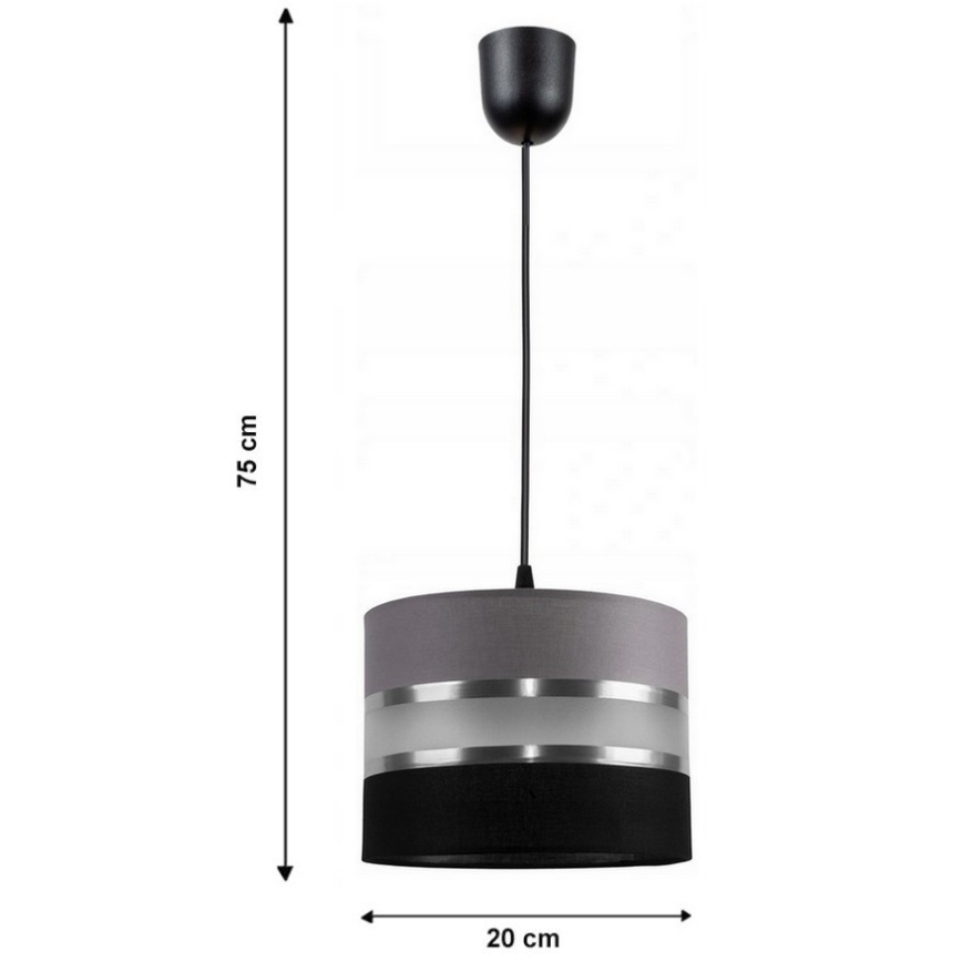 Luster na sajli CORAL S 1xE27/60W/230V crno-sivi